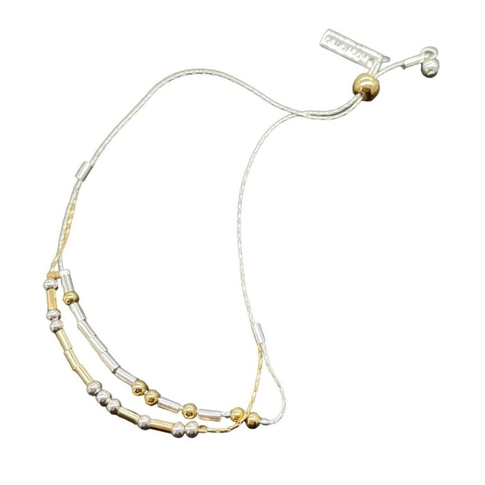 Demdaco Morse Code Bracelet Silver Gold Tone Beaded Casual Minimalist Evening